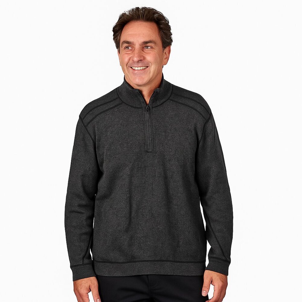 Tommy Bahama Reversible Pullover Grey Black 1/4 Zip Knit Men’s XXL Sweater